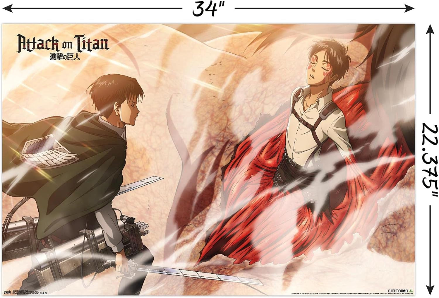 Attack on Titan - Wind Wall Poster, 22.375" X 34", Unframed Version