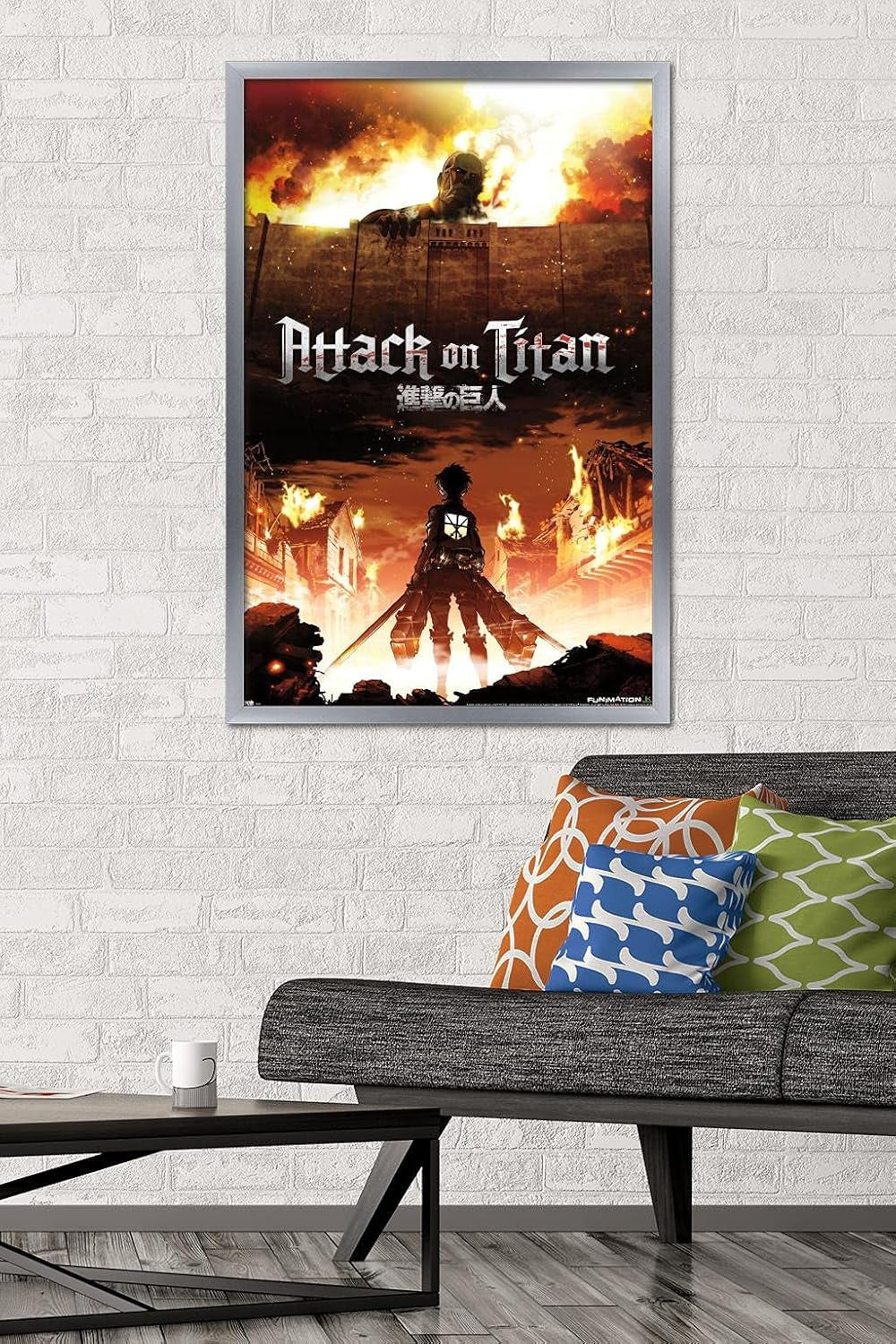 Attack on Titan - Fire Wall Poster, 22.375" X 34", Silver Framed Version