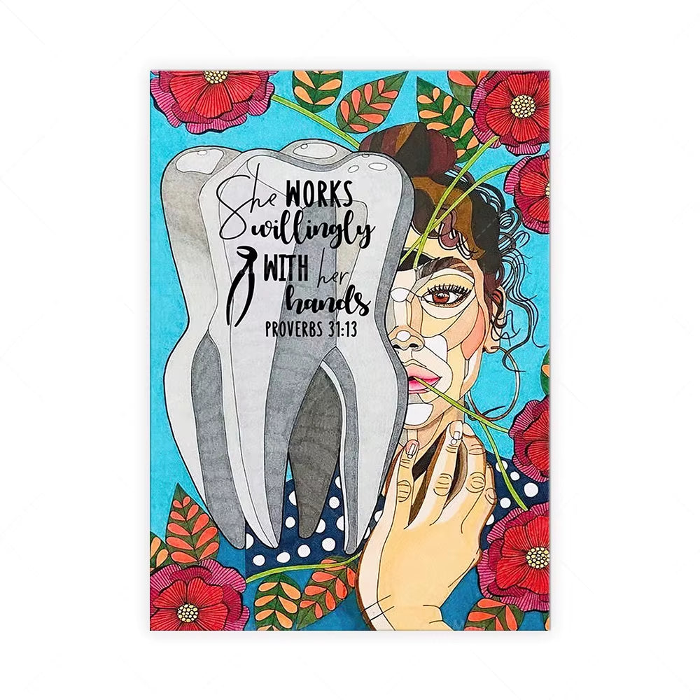 She Is Happy to Hand Vertical Posters, Dentist Gifts, Dental Clinic Decoration, Dental Decoration Work Posters