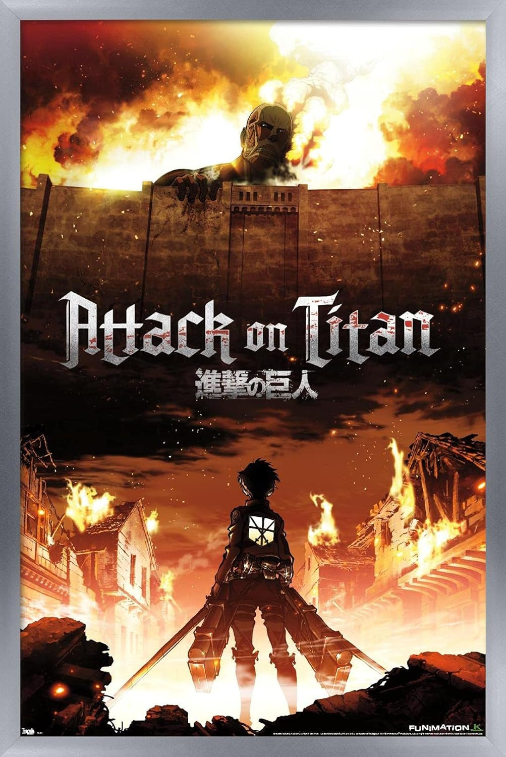 Attack on Titan - Fire Wall Poster, 22.375" X 34", Silver Framed Version