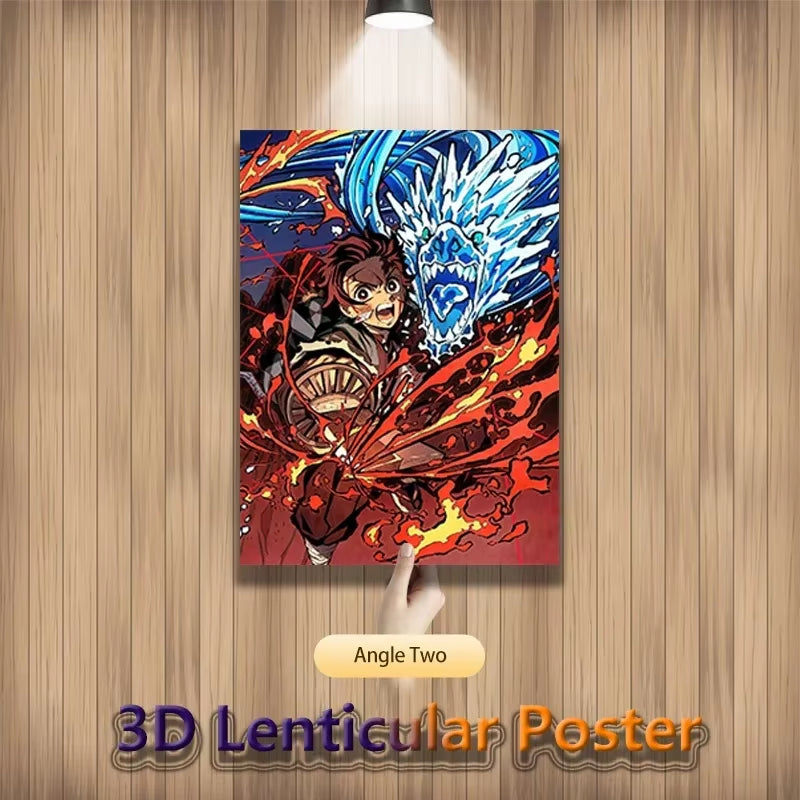 Nezuko Tanjirou Zenitsu Anime 3D Lenticular Posters for Accessories Room Decor Wall Art(Without Frame)